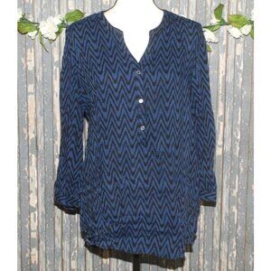 Grand & Greene Ladies Blouse XL 3/4 Sleeve V-Neck Casual Career Modest Chevron